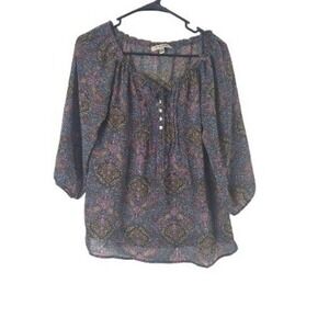 Quintessential Cottage Core Top XS Womens Multicolor Sheer Lightweight‎ Coquette